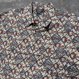 J Peterman Company Shirt Mens XL Batik Hawaiian Vacation Relaxed Fit Cotton Vtg